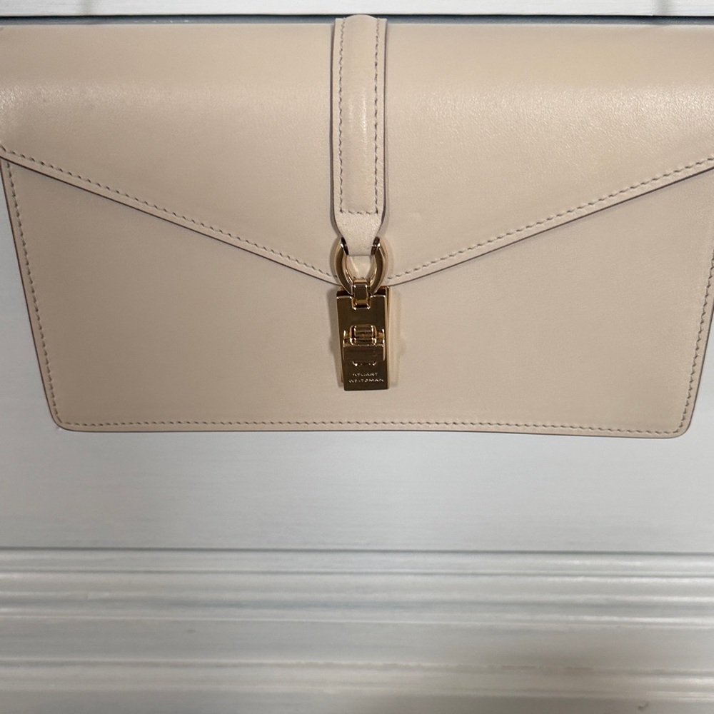Stuart Weitzman Cream Leather Clutch